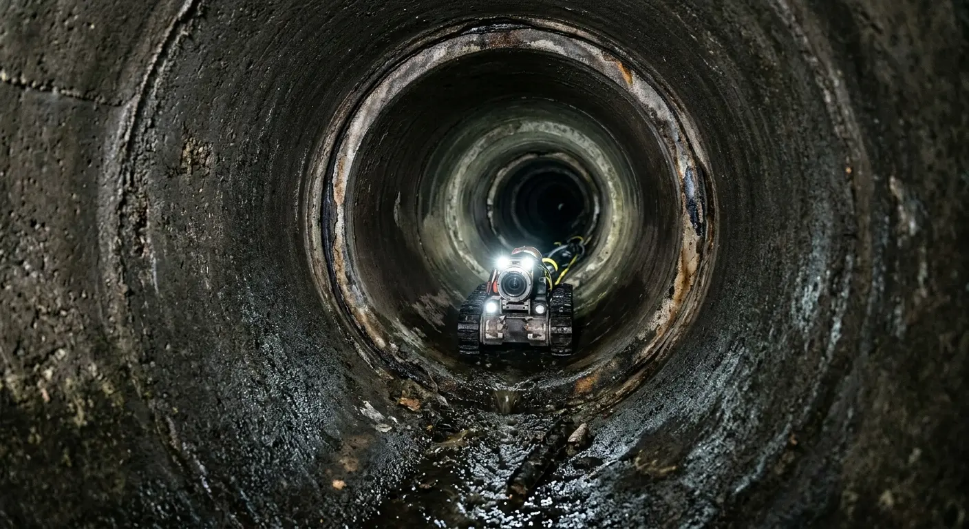 Robotic sewer camera inspecting pipe interior for Drain Snake Service in Buckhead